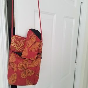 butterfly print purse with sunglass case